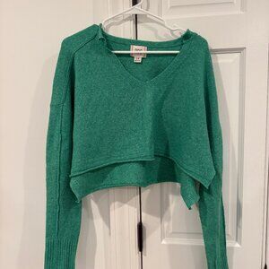 Urban Outfitters Green Cropped Collared Sweater